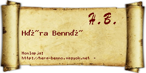 Héra Bennó névjegykártya